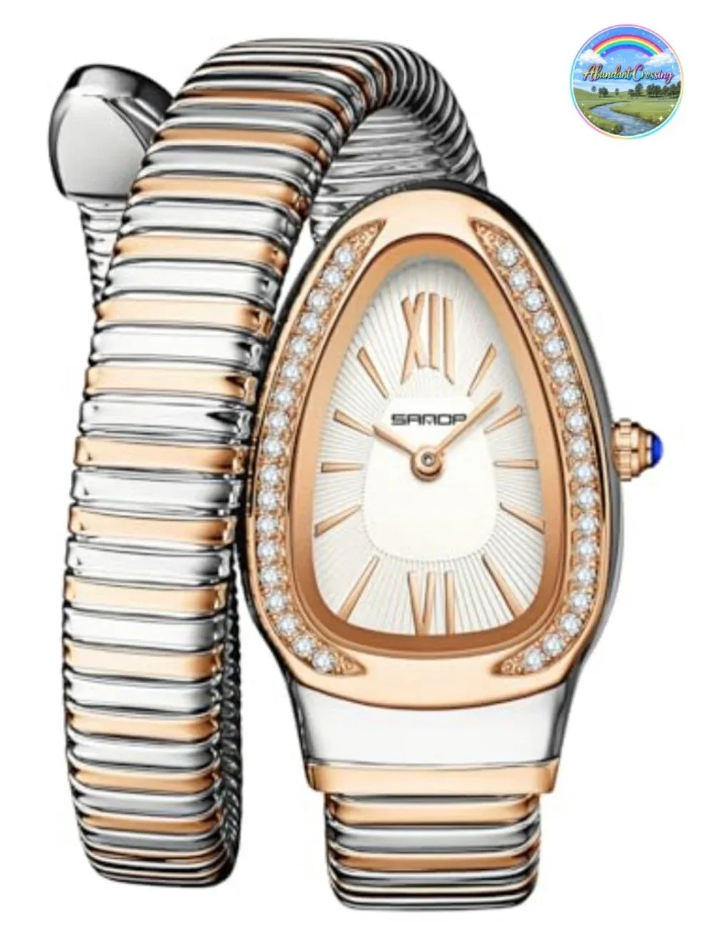 Elegant Snake Cuff Bangle Watch for Women, Quartz Wristwatch, Wrap Around